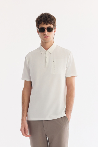 Avva Men's White Non-Curling Polo Collar Anti-Wrinkle Quick-Dry Technical Fab...
