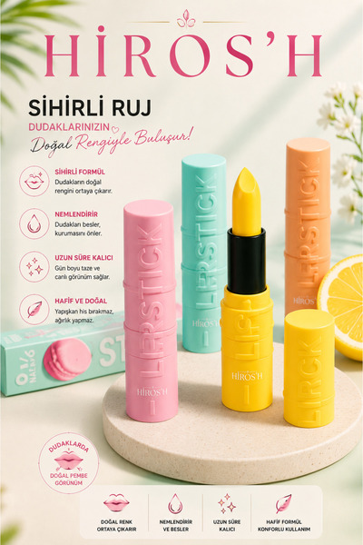 HİROS'H Renkli Sihirli Ruj Lipstick Nemlendirici Ruj