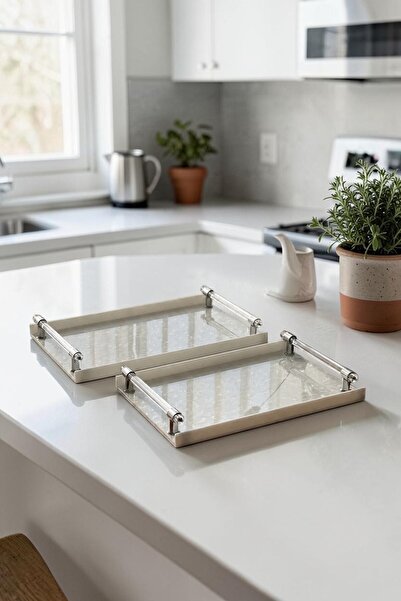 sahal aloula Luxury Tray Set for Serving Food and Drinks 2 Pieces