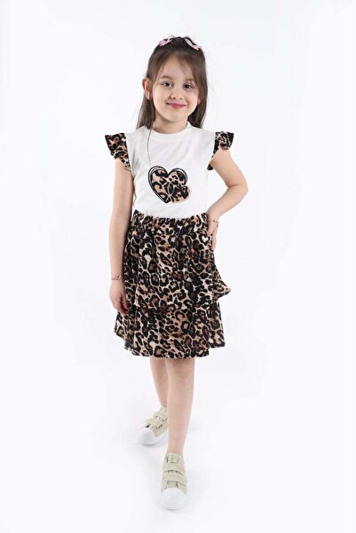aden kids devojčica Sa leopard dezenom gornji i donji deo suknje set