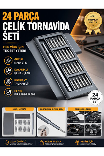 24-Piece Steel Professional Screwdriver Set Phone Watch Repair Kit with Storage Box