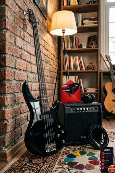 Midex Mbg-400bk-20amp 4 Telli Bas Gitar Ve 20w Amfi Kulaklık Full Set