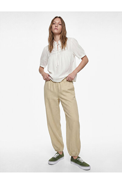 Koton Linen Blend Comfortable Fit Lace-Up Shalwar Trousers