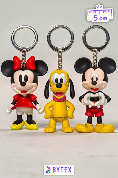 BytexStore Mickey Mouse 3'lü Anahtarlık Seti - Mickey Mouse, Minnie Mouse ve ...