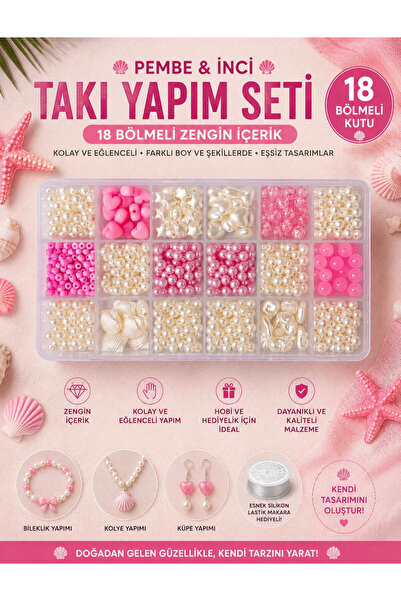 By MO Accessories Set de bijuterii NOU SEZON cu mărgele roz și perle pentru c...