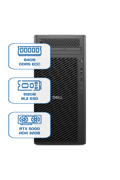 Dell PRO MAX TOWER T2 CORE ULTRA 9 285K 64GB ECC RAM 512GB M.2 SSD RTX 5000 A...