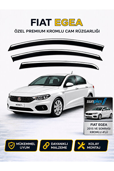 SUNPLEX Fiat Egea 2015 Ve Sonrası Kromlu Cam Rüzgarlığı Takım 4’lü Takım Rüzg...