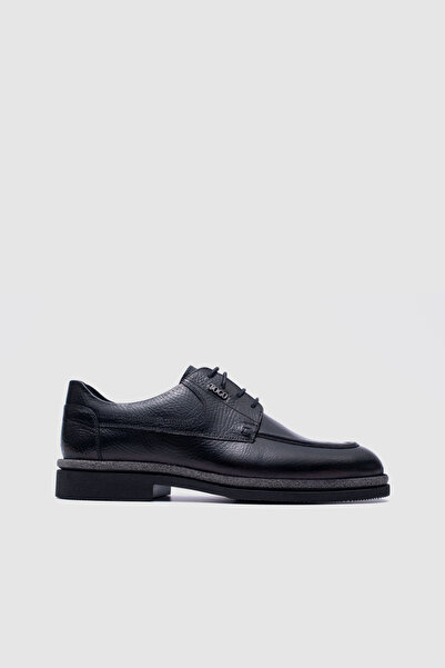 TOGO Men's Black Floater Genuine Leather Lace-Up Classic Casual Shoes [052325]