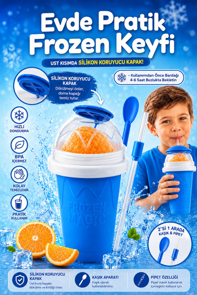 indirimsevinci Frozen Magic Sıkmalı Slush Bardak | Kar Buz, Smoothie & Buzlu ...