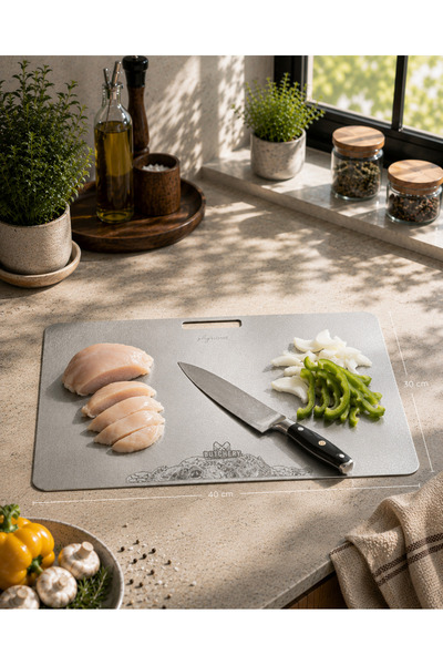 SHG HOME Stainless Steel Butcher Type Meat Cutting Board 30X40 cm Large Size