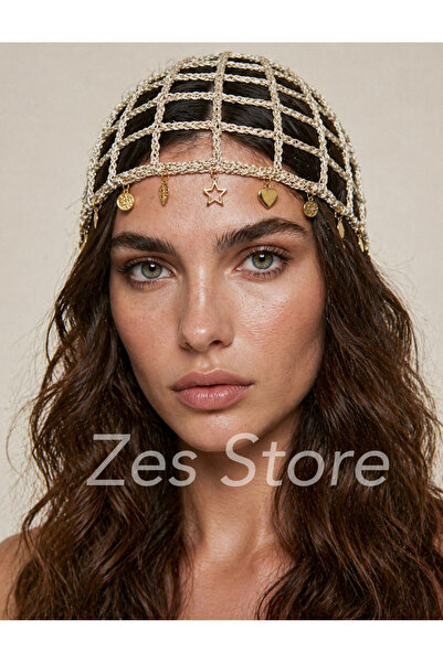 Zes Store hayalinizdeki ürün burada Örgü Bohem Gold Aksesuar Detaylı Simli Fi...