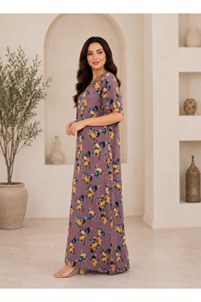 amaan Girls Floral pattern Jalabiya Dress, Print, Rayon Cotton, V-Neck Short ...
