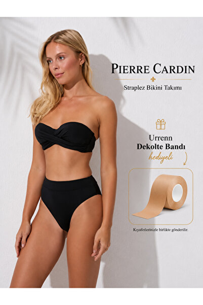 Pierre Cardin Straplez Bikini Takımı — Yüksek Bel, Push-Up Dolgulu -Urrenn Ba...