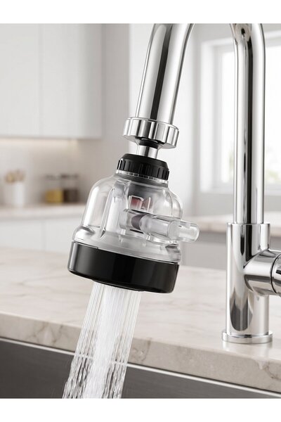 Setsuyaku Transparent Faucet End Water Saving Faucet Head with 3 Functions and 360 Moving Heads