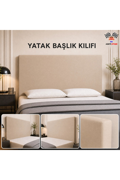 RS JANTİ STORE Çift Kişilik Baza Yatak Başlık Kılıfı 160x70 cm - Esnek Lastik...