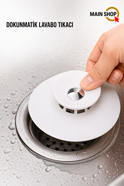 MAİN SHOP Dokunmatik Lavabo Tıkacı - Silikon Lavabo Gider Tipası - Kademeli S...
