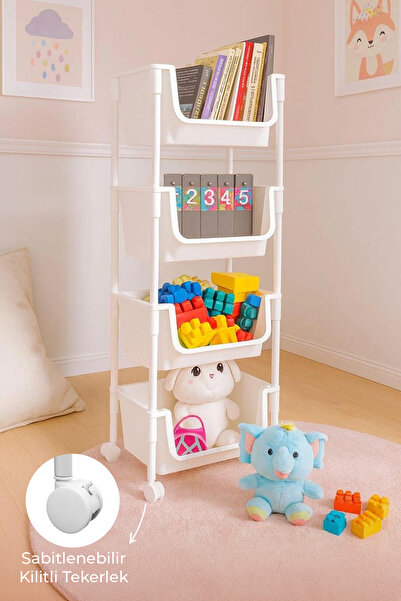 Kitchen Life 4 Katlı Tekerlekli Organizer Raf Oyuncak Dolabı,Mutfak Rafı , Ba...