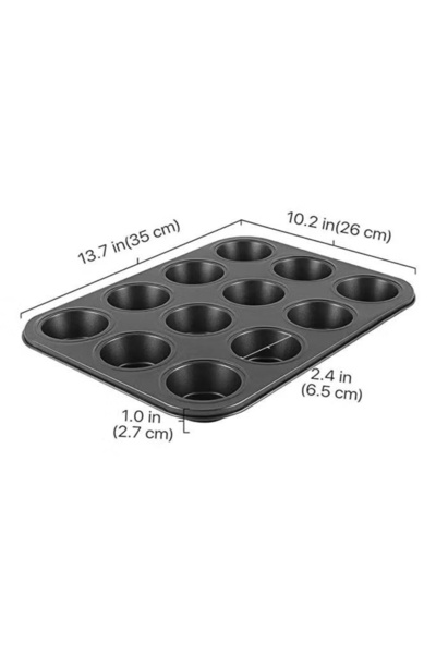 Blackstone 12-Cup Nonstick Carbon Steel Muffin Pan - 35 x 26 cm Cupcake Baking Tray BMP0702