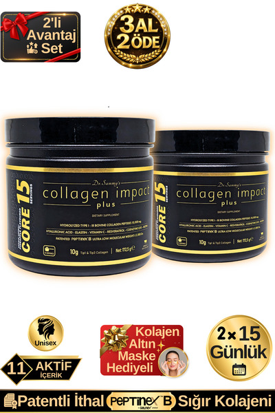 Dr.Sammy's Collagen Impact Plus Core 15 - 2'li Avantaj Set Tip 1-3 Hidrolize ...