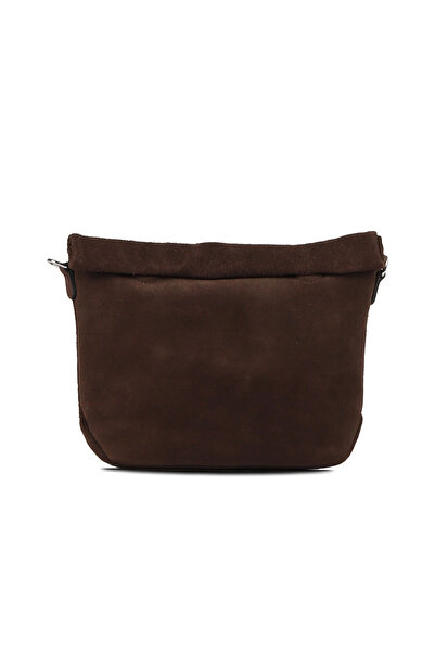 BUENO Geantă crossbody maro din piele întoarsă închisă pentru femei