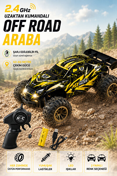kosetoys Uzaktan Kumandalı Off Road Araba – 15 Km/H Hız | Şarjlı | Işıklı 2.4...