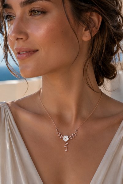 Lucente Jewellery Women's Necklace with Special Box - Magnolia Ivy Special Design Floral Women's Necklace