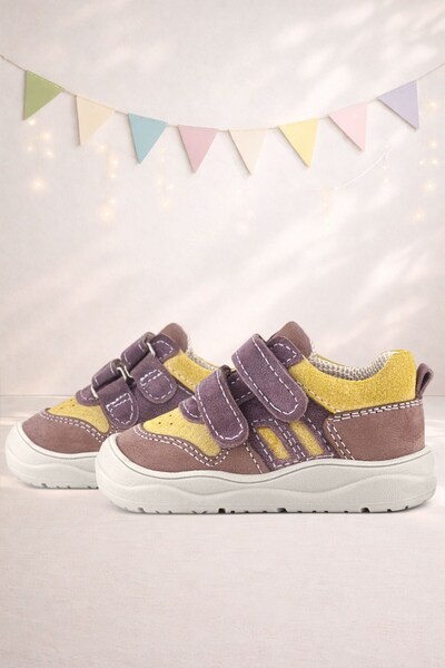 Rakerplus Schaggy Genuine Leather Plum Yellow Velcro Baby Sports Shoes