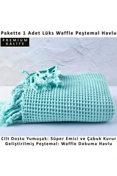 Püskül Tekstil Luxury Beach Towel Peshtemal, Waffle Weaving, 100% Cotton, Quick Drying, High Quality Beach Towels