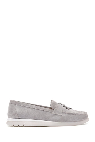 Derimod Kadın Vizon Tokalı Süet Deri Ayakkabı, Comfort Loafer 26PFD150410