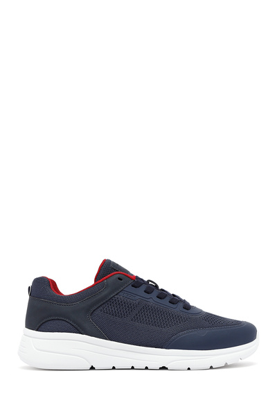 Geox Erkek Lacivert Kalın Tabanlı Spor Ayakkabı, Bağcıklı Kumaş Sneaker U55LB...