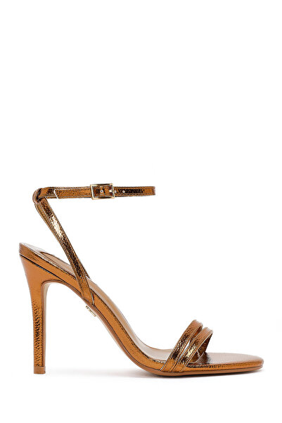 Derimod Curea de gleznă metalizată, înaltă, bronz, pentru femei toc stiletto ...