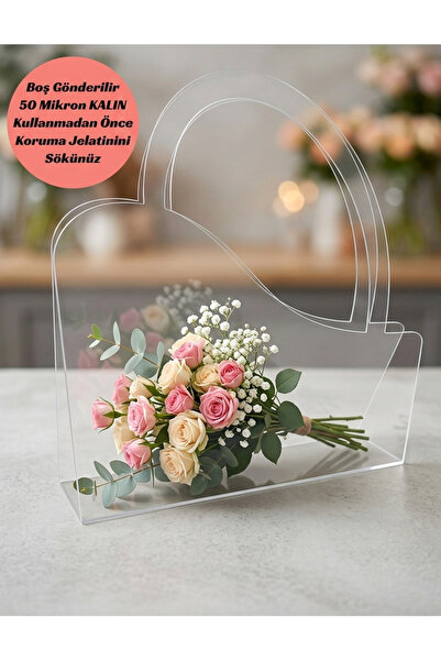 CHANCE GİFT Asetat Çiçek Taşıma Çantası Sevgiliye Yeni Doğana Annelere Söz & ...