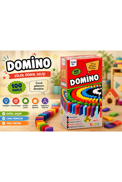 TRUVA Eğitici Oyun Domino 100 Parça Ahşap