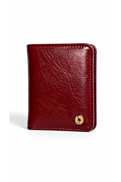 dericom Women's Burgundy Mini Wallet – Snap Fastener Zipper Card Holder