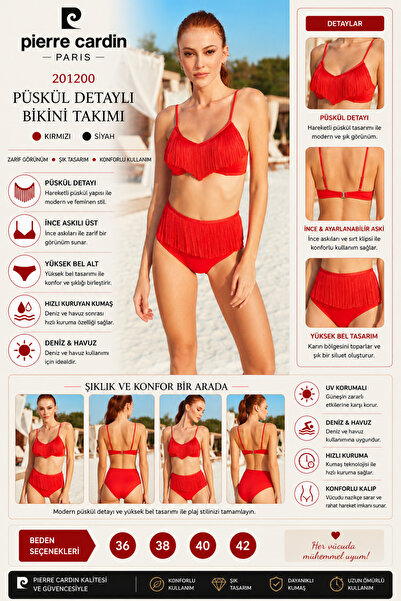 Pierre Cardin Set de bikini cu bretele subțiri cu ciucuri201200