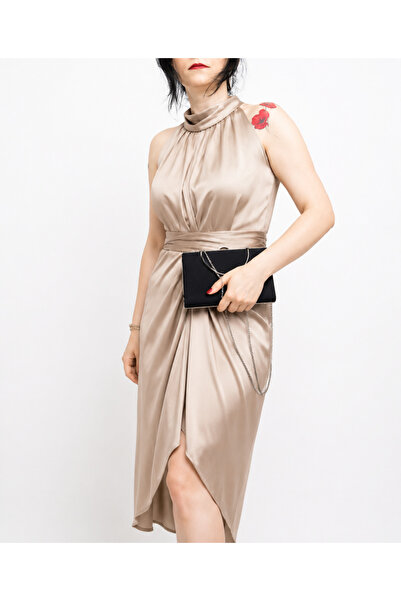JUST WOMAN Women's Black Velvet Evening Dress Portfolio Hand and Arm Chain St...