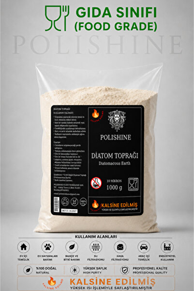 POLİSHİNE Diatom Toprağı | Kalsine Edilmiş |10 Mikron 1000gr | Yüksek Saflık