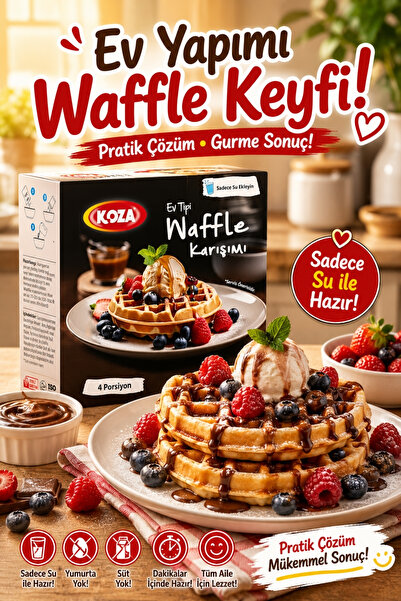 Koza Gurme Pratik Lezzet Ev Yapımı Waffle Karışımı Hazır Waffle Hamuru Tozu 2...