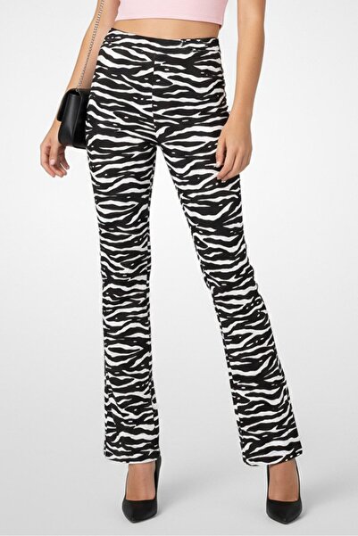 NA-KD Women Regular Fit Animal Print Straight Leg Pants, Multicolor
