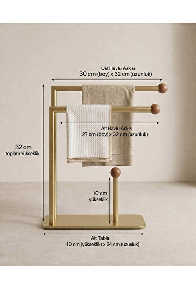DERSEL Modern Mat Gold Metal Kağıt Havluluk ve Havlu Askılığı – Tezgah Üstü S...