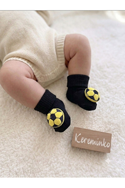 Kereminko Bebek Yellow and Navy Blue Fan Socks with Ball Accessories, Suitabl...