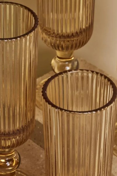 P H Panayır Home Selen Set of 6 Gold Coffee Water Glasses 130 Cc