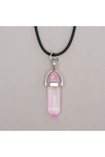 Zuum Accessories Tekli Şeffaf Pembe Gümüş Renk İP Kolye , Arkadsaşlık Kolyesi...