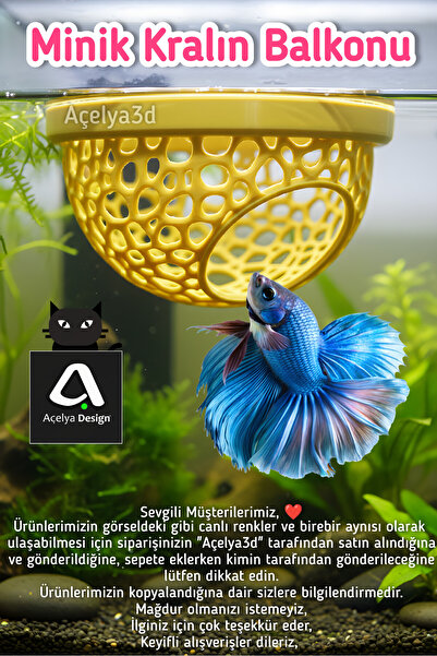 Beta Balığı Betta Dinlenme Alanı & Üretim Yuvası – Halfmoon Köpük Yuva Destekli (Sarı Renk)