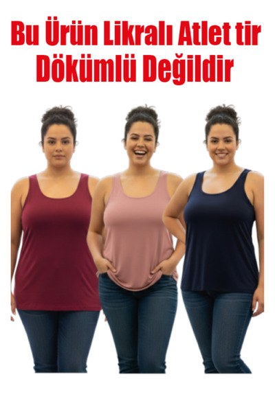 MRR MAJESTİC KADIN KALIN ASKILI BEYZİK LİKRALI ATLET - BATTAL BEDEN - 3 LÜ SET