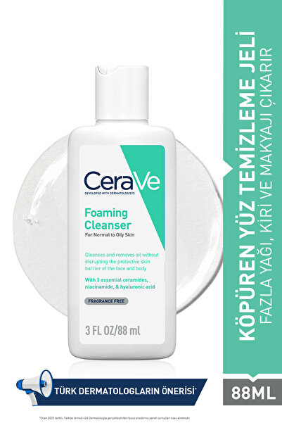 CeraVe Normal ve Yağlı Ciltler İçin Köpüren Temizleyici 88 ml