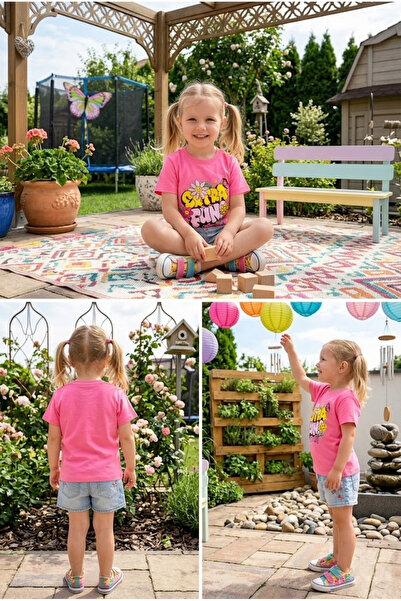 meyastore Girl's T-Shirt with Daisy Butterfly Print