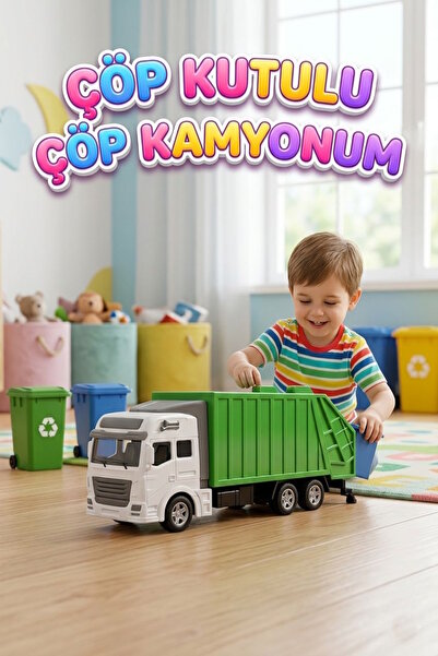Tıfıl Toys 19 cm Çek-bıraklı Çöp Boşaltma Haznesi Açılan Çöp Kutulu Çöp Kamyo...