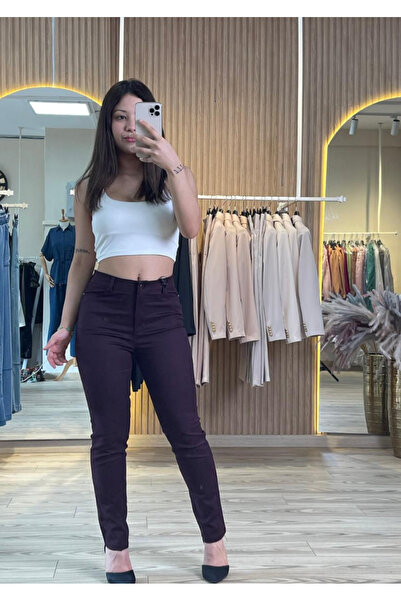 Butik Kadın örgü kemerli 5 cep pantolon