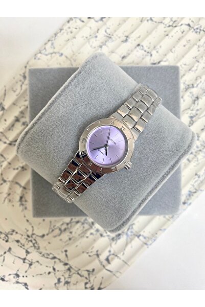 Mazzy Asila Round Roman Numeral Silver Purple Dial Women's Wristwatch